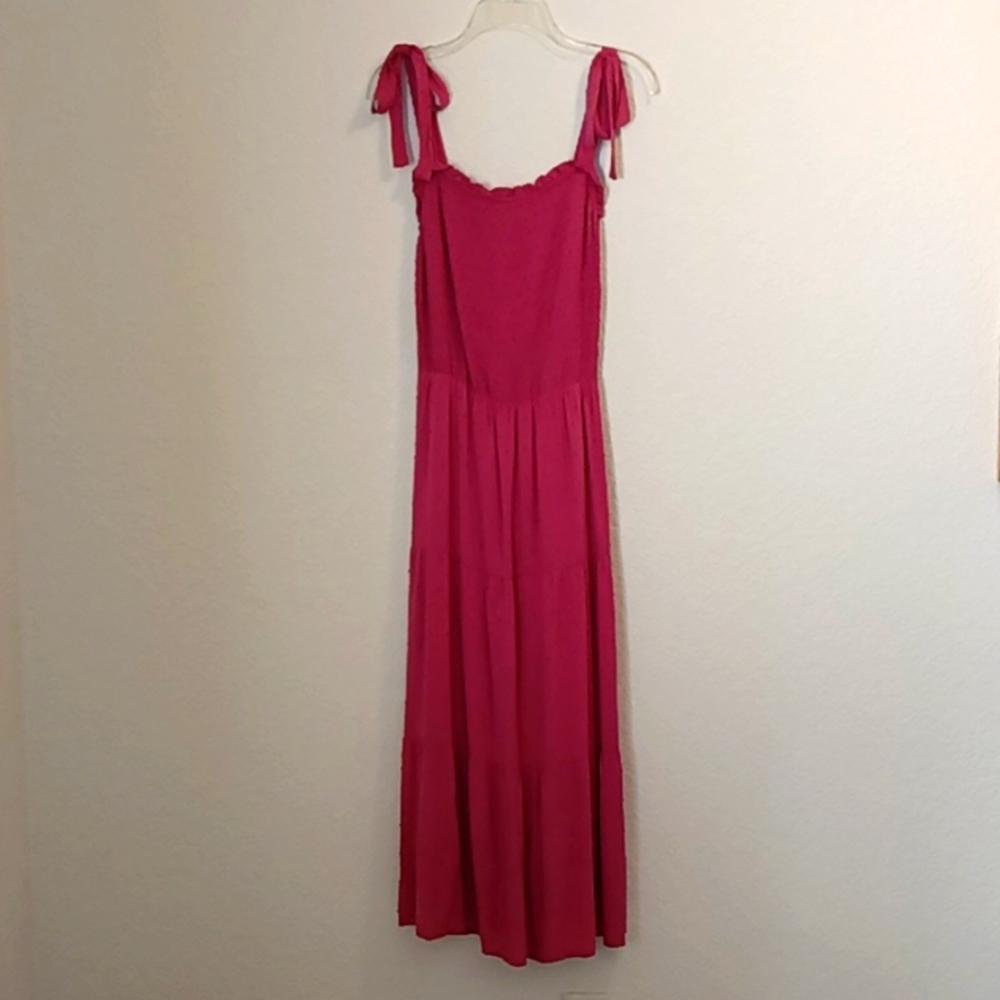 LUCKY BRAND | Swiss Dot Smocked Bodice Tiered Midi Dress Sz. XL